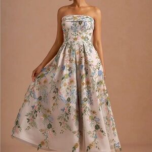 Azazie Evangeline Blush Pink Floral Embroidered Dress, style: 1070755